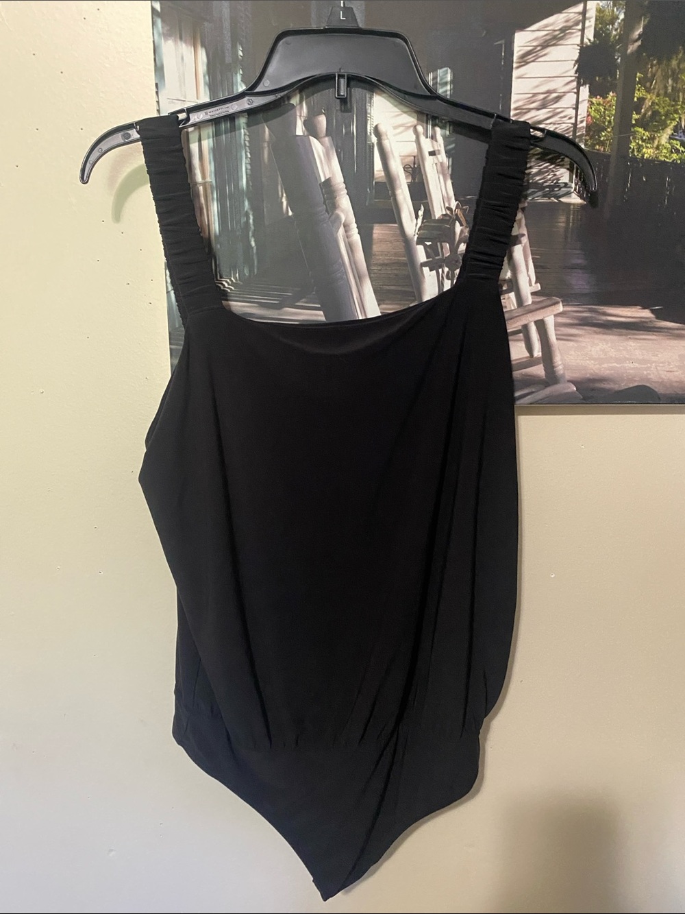 Express Black Ruched Strap Thong Bodysuit Sz Medium